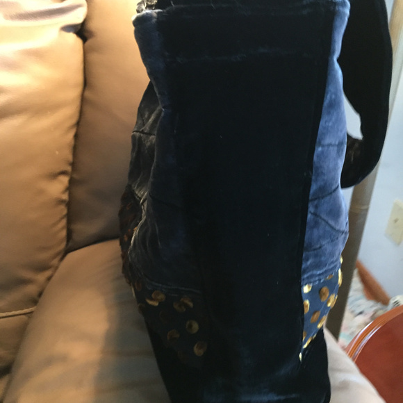 NEW GRAY and BLACK Gold Velvet Bag Boho Shoulder hobo - Picture 9 of 10